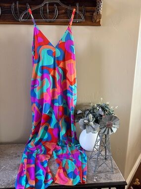 Impressions Multicolor Abstract Swirl Wide-Leg Jumpsuit